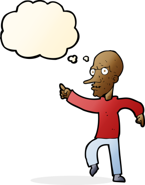 Bir insan tarafından çizilmiş düşünce baloncuğu olan kızgın yaşlı bir adam.