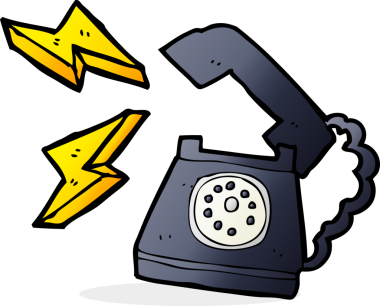 Bir insan tarafından çizilmiş düşünce baloncuklu telefon çalan çizgi film.