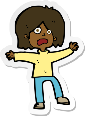 Bir insan tarafından çizilmiş mutsuz bir çizgi film çıkartması.