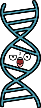 Bir insan tarafından çizilmiş DNA iplikçikli şirin bir çizgi film.