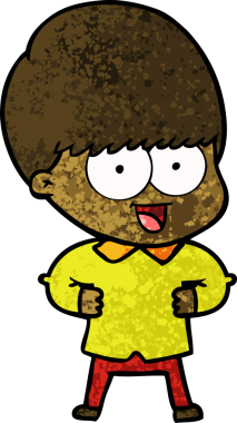 Bir insan tarafından çizilmiş mutlu çizgi film çocuğu.