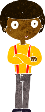 Bir insan tarafından çizilmiş çizgi film bakışlı çocuk.