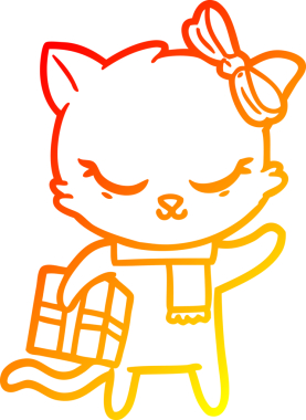 Bir insan tarafından çizilmiş sevimli bir çizgi film kedisinin sıcak çizgi çizimi