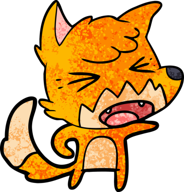 Bir insan tarafından çizilmiş kızgın çizgi film tilkisi.