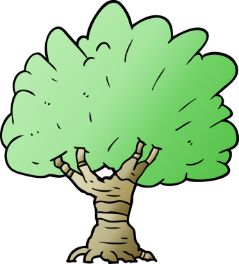 Bir insan tarafından çizilmiş çizgi film ağacı.