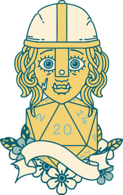 Retro Dövme Biçimi Bir insan tarafından çizilmiş 20 zarlı yarı ork savaşçı karakteri