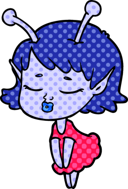 Bir insan tarafından çizilmiş sevimli uzaylı kız çizgi filmi.