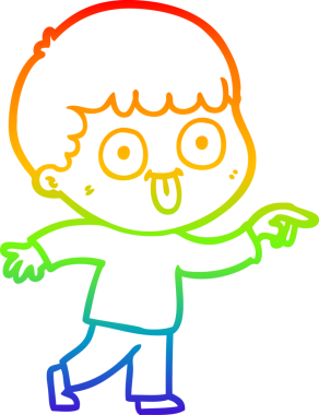 Gökkuşağı gradyan çizgi çizimi bir insan tarafından çizilmiş bir karikatür adam