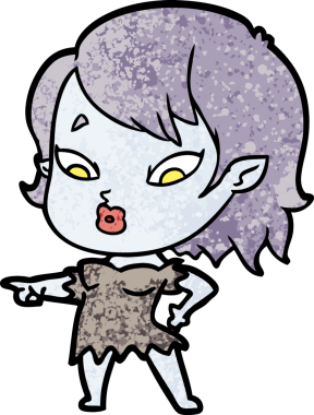 Bir insan tarafından çizilmiş şirin vampir kız çizgi filmi.