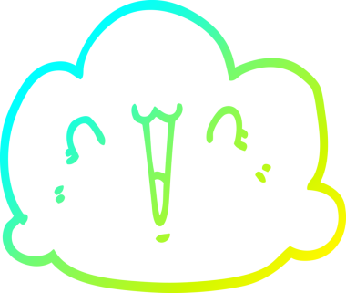 Bir insan tarafından çizilen mutlu bir bulut karikatürünün soğuk gradyan çizimi