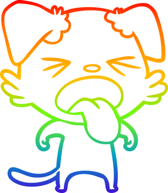 Gökkuşağı gradyan çizgi çizimi bir insan tarafından çizilmiş iğrenç bir köpek.