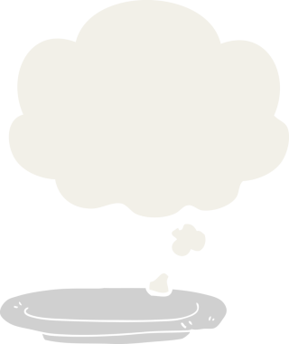 Düşünce baloncuklu çizgi film levhası insan tarafından çizilmiş.