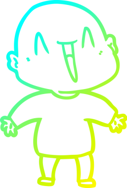 Bir insan tarafından çizilmiş, mutlu, kel bir adamın çizdiği soğuk çizgi.