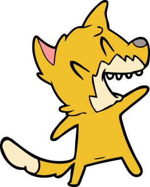 Bir insan tarafından çizilmiş gülen tilki çizgi filmi.