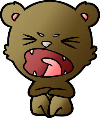 Bir insan tarafından çizilmiş kızgın çizgi film ayısı.