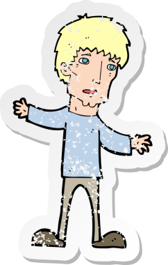 Bir insan tarafından çizilmiş endişeli bir çizgi filmin gerilimli çıkartması.