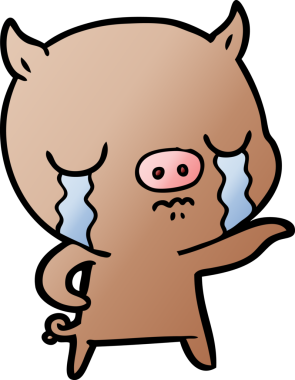 Bir insan tarafından çizilmiş çizgi filmdeki domuz ağlaması.