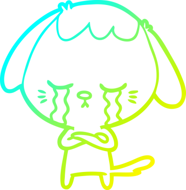 Bir insan tarafından çizilmiş ağlayan bir köpeğin soğuk gradyan çizimi