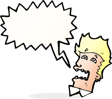 Bir insan tarafından çizilmiş düşünce baloncuğu olan korkmuş bir adam.