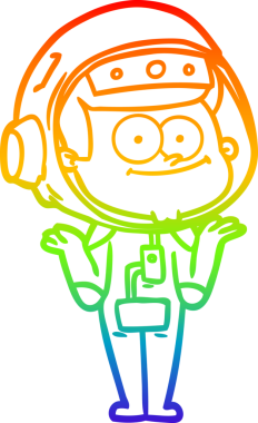 gökkuşağı gradyan çizimi mutlu bir astronot çizgi filmi bir insan tarafından çizildi