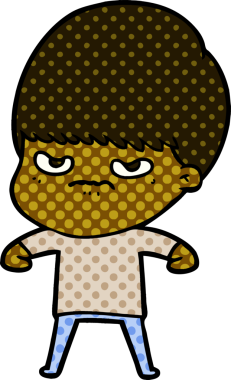 Bir insan tarafından çizilmiş kızgın bir çocuk.