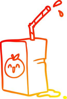 Bir insan tarafından çizilmiş elma suyu kutusunun sıcak gradyan çizgisi.