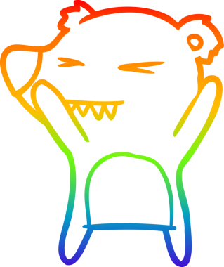 Bir insan tarafından çizilmiş kızgın ayı karikatürünün gökkuşağı gradyanı