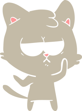 Sıkıcı düz renkli çizgi film kedisi bir insan tarafından çizildi