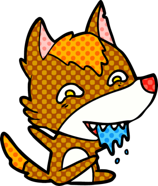 Bir insan tarafından çizilmiş tilki çizgi film karakteri