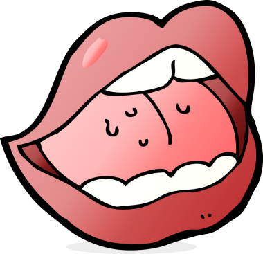 Bir insan tarafından çizilmiş açık ağız çizgi filmi.