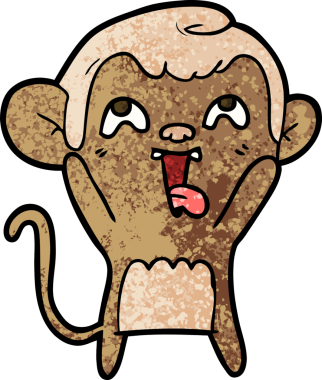 Bir insan tarafından çizilmiş çılgın çizgi film maymunu