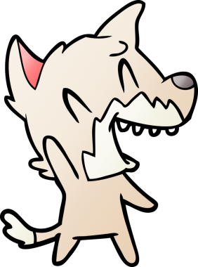 Bir insan tarafından çizilmiş gülen tilki çizgi filmi.