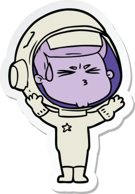 Bir insan tarafından çizilmiş astronotun çizdiği bir çizgi film çıkartması.