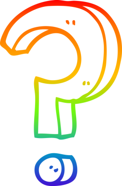 gökkuşağı gradyan çizgi çizimi bir insan tarafından çizilmiş soru işareti