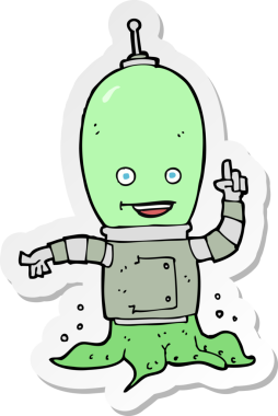 Bir insan tarafından çizilmiş uzaylı bir uzay adamının çıkartması.