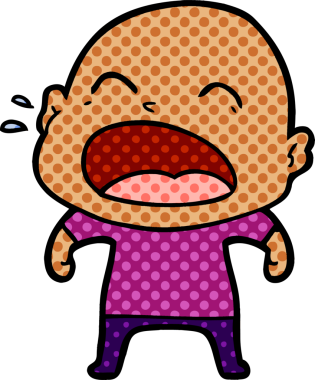 Bir insan tarafından çizilmiş kel adam diye bağıran çizgi film.