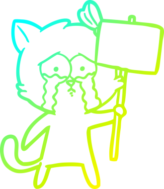 Bir insan tarafından çizilen çizgi film kedisinin soğuk gradyan çizgisi.