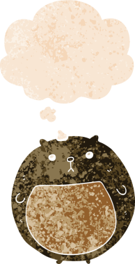 Düşünce baloncuğu ve grunge ile çizgi film ayısı bir insan tarafından çizilmiş tedirgin geçmiş doku