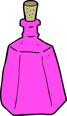 Bir insan tarafından çizilmiş bir iksir şişesi.