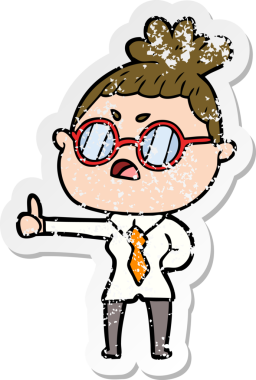 Bir insan tarafından çizilmiş bir karikatürün sıkıntılı çıkartması.