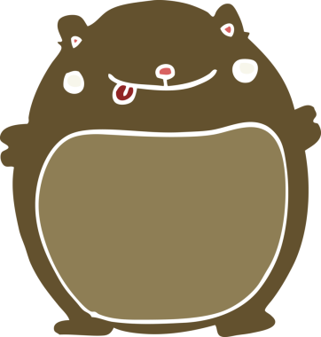 Bir insan tarafından çizilmiş düz renk çizgi film şişman ayı.