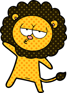 Bir insan tarafından çizilmiş yorgun bir aslan.