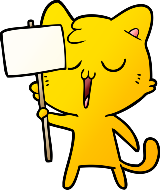 Bir insan tarafından çizilmiş çizgi film kedisi.