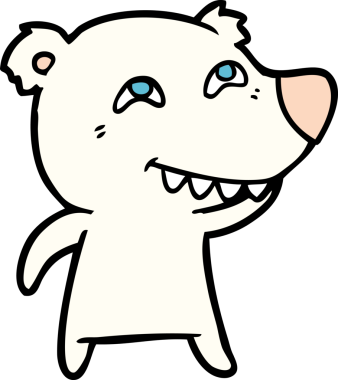 Karikatür kutup ayısı bir insan tarafından çizilmiş dişleri gösteriyor