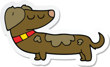 Bir insan tarafından çizilmiş bir köpeğin çıkartması.