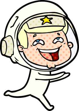 Bir insan tarafından çizilmiş gülen astronot çizgi filmi.