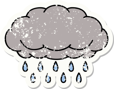 Bir insan tarafından çizilen yağmur bulutunun geleneksel stil dövmesi.