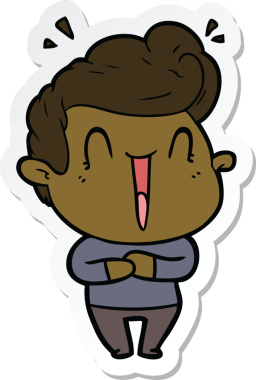 Bir insan tarafından çizilmiş heyecanlı bir adamın çıkartması.