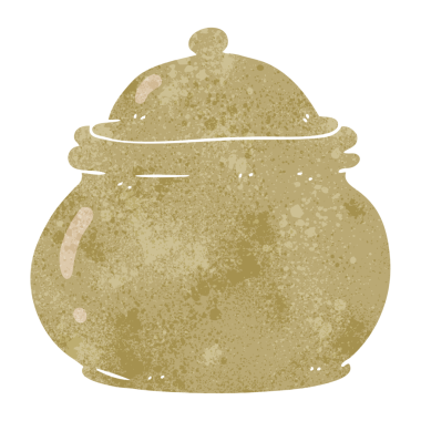 Bir insan tarafından çizilmiş eski tarz seramik kap.