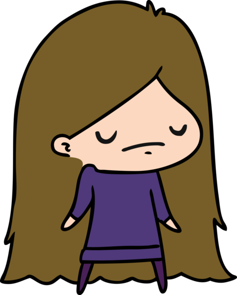 Bir insan tarafından çizilmiş sevimli bir kawai kızının çizgi film çizimi